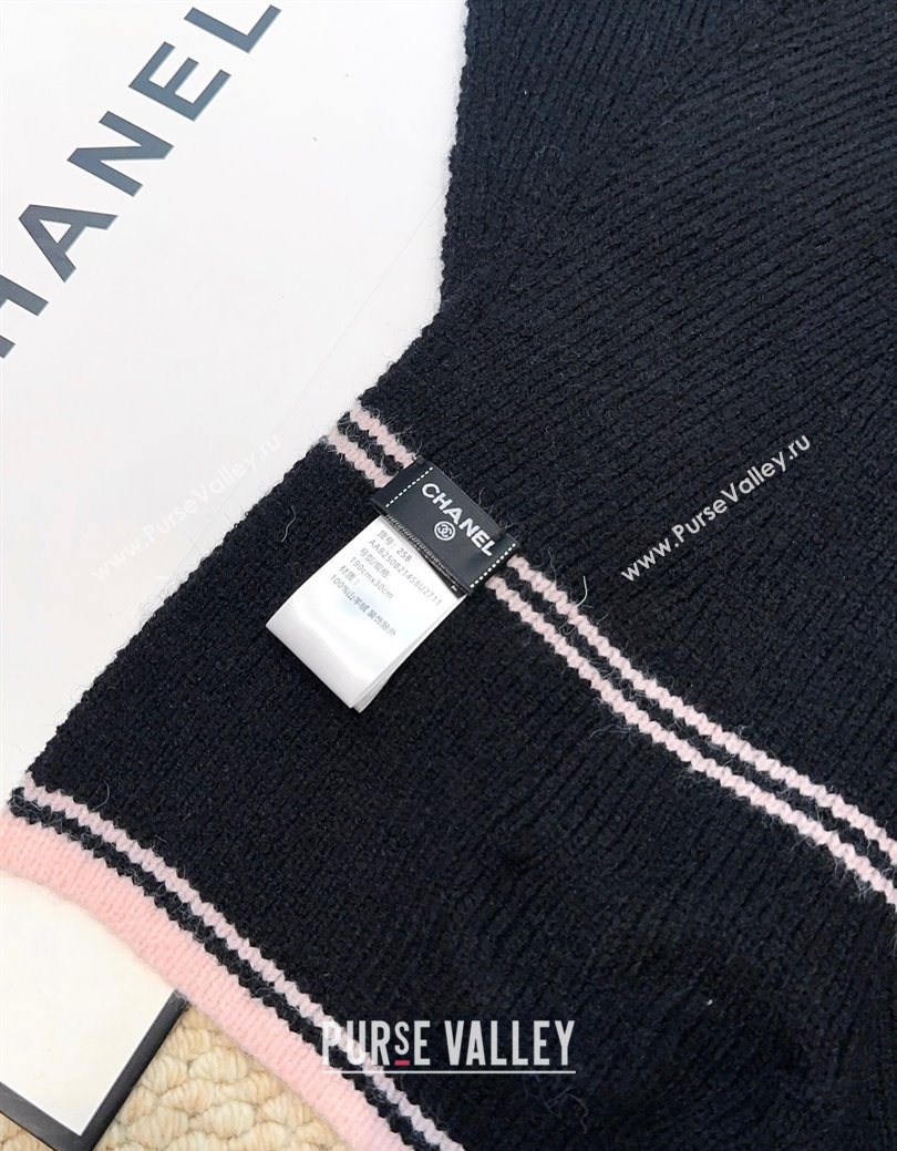 Chanel Wool Cashmere Long Scarf 30x175cm Black 2026 CH010604 (XMN-260106030)