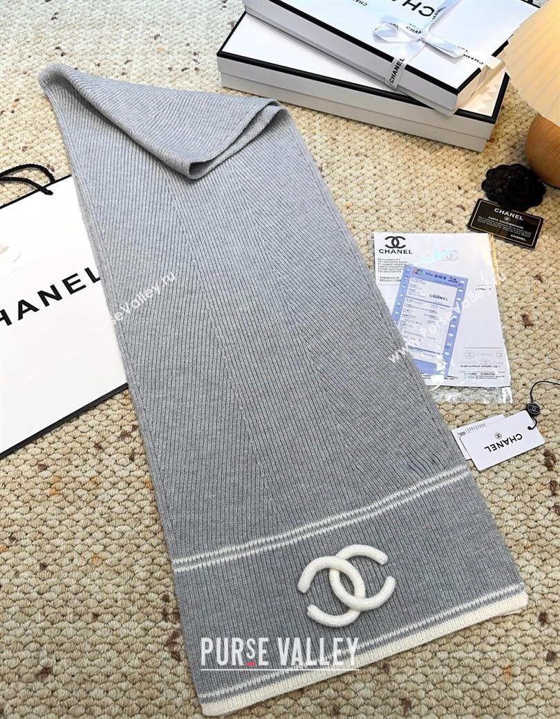 Chanel Wool Cashmere Long Scarf 30x175cm Grey 2026 CH010604 (XMN-260106031)