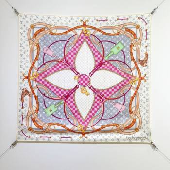 Louis Vuitton Flower and Strap Monogram Silk Square Scarf 90cm White/Grey 2026 0319 (SHI-260319127)