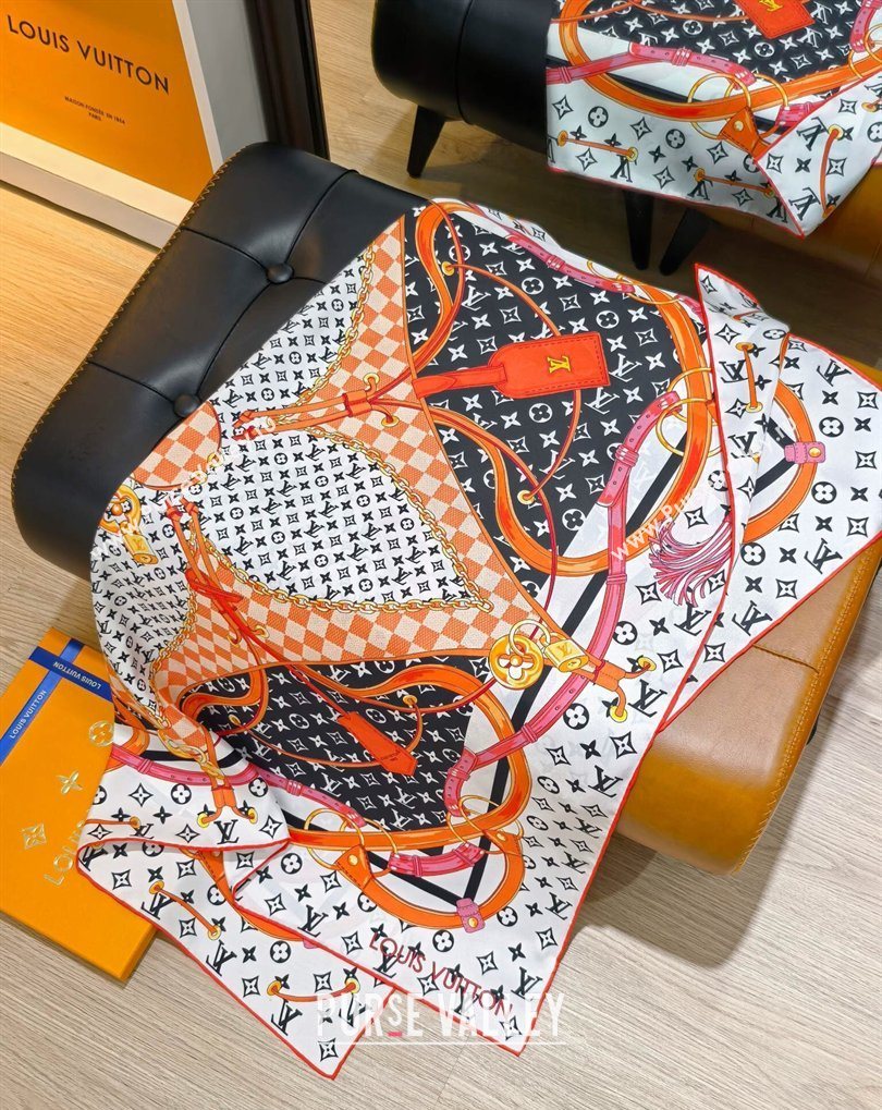 Louis Vuitton Flower and Strap Monogram Silk Square Scarf 90cm White/Black 2026 0319 (SHI-260319130)