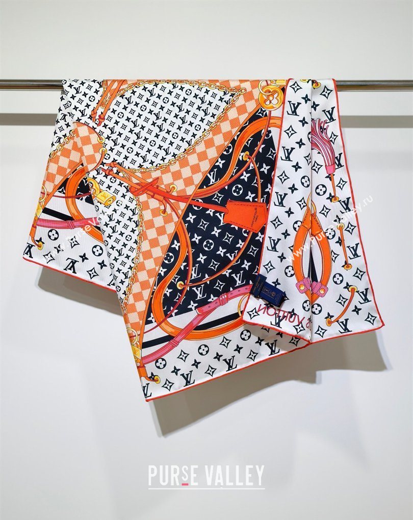 Louis Vuitton Flower and Strap Monogram Silk Square Scarf 90cm White/Black 2026 0319 (SHI-260319130)