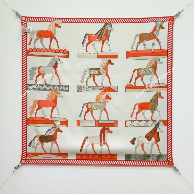 Hermes A Toute Allure Silk Square Scarf 90cm Orange 2026 0319 (SHI-260319132)