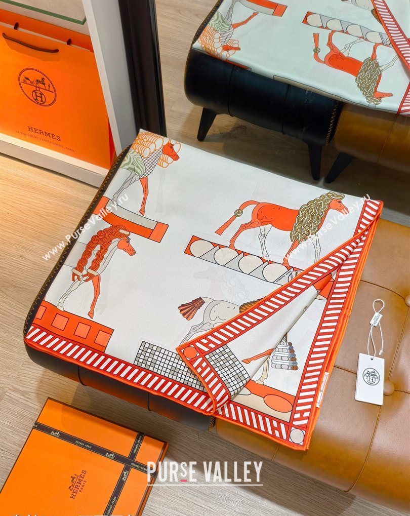 Hermes A Toute Allure Silk Square Scarf 90cm Orange 2026 0319 (SHI-260319132)