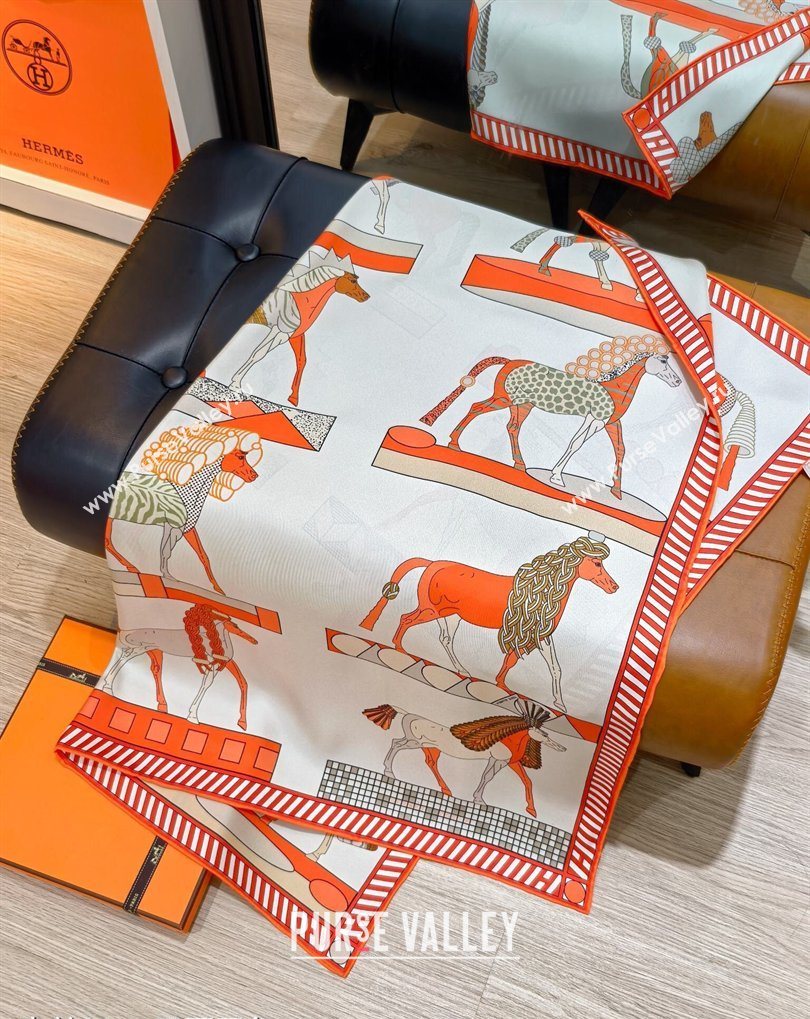 Hermes A Toute Allure Silk Square Scarf 90cm Orange 2026 0319 (SHI-260319132)