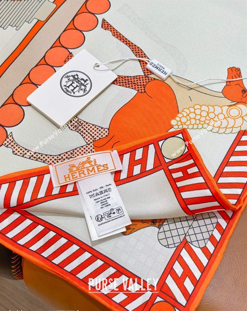 Hermes A Toute Allure Silk Square Scarf 90cm Orange 2026 0319 (SHI-260319132)