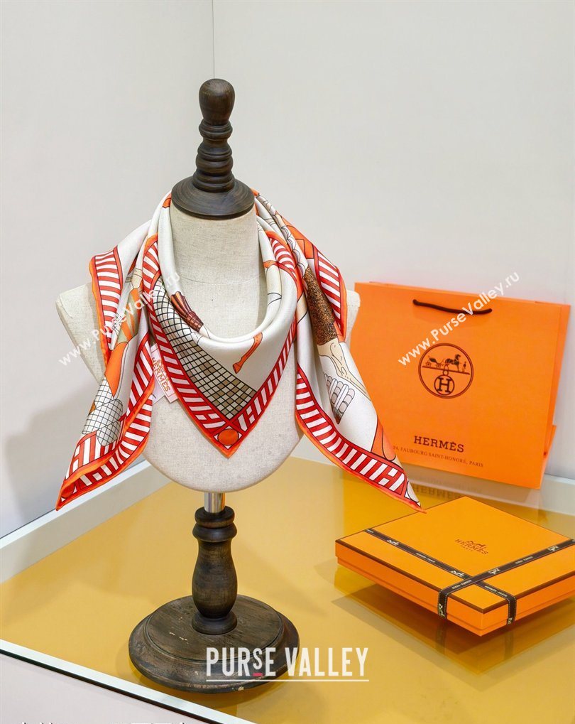 Hermes A Toute Allure Silk Square Scarf 90cm Orange 2026 0319 (SHI-260319132)