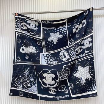 Chanel Silk Square Scarf 90x90cm Black 2026 0318 (SHI-260320014)