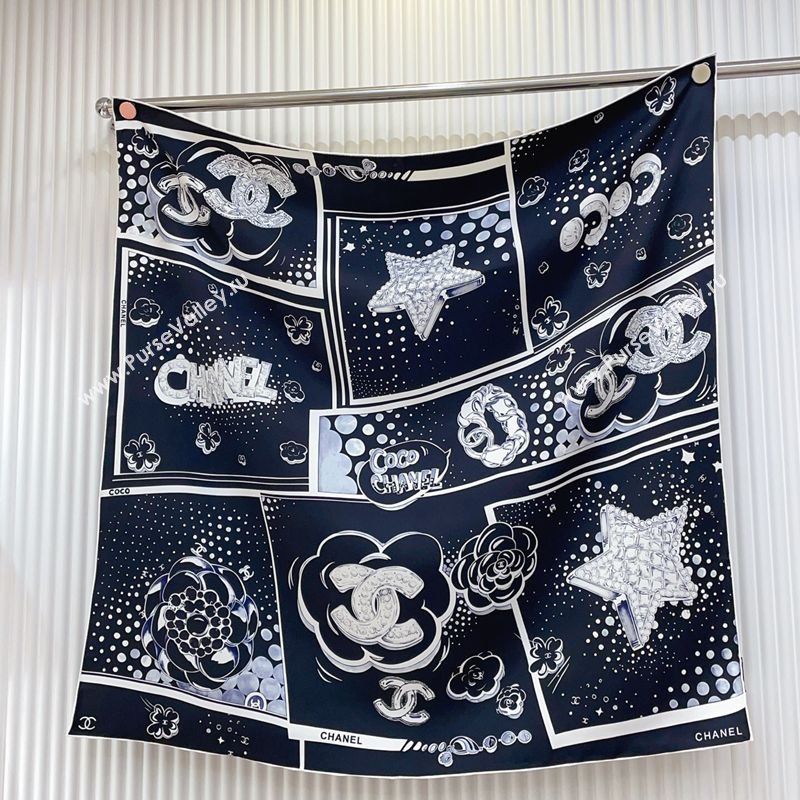 Chanel Silk Square Scarf 90x90cm Black 2026 0318 (SHI-260320014)