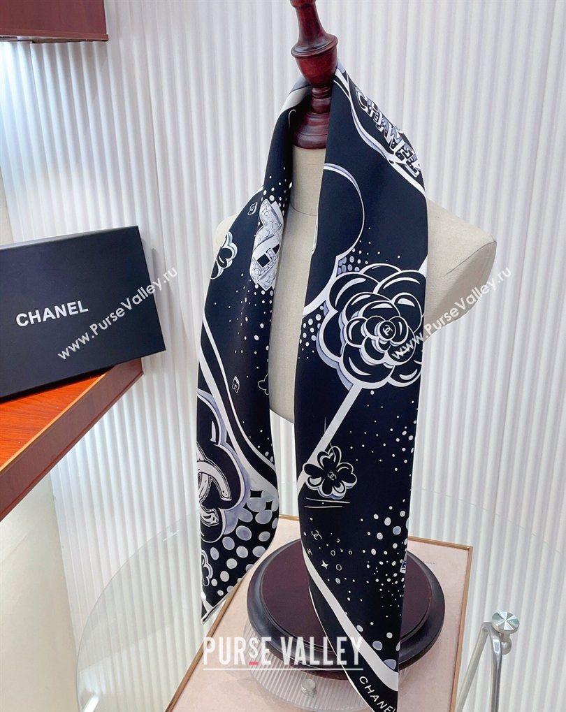 Chanel Silk Square Scarf 90x90cm Black 2026 0318 (SHI-260320014)