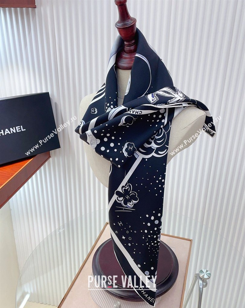 Chanel Silk Square Scarf 90x90cm Black 2026 0318 (SHI-260320014)