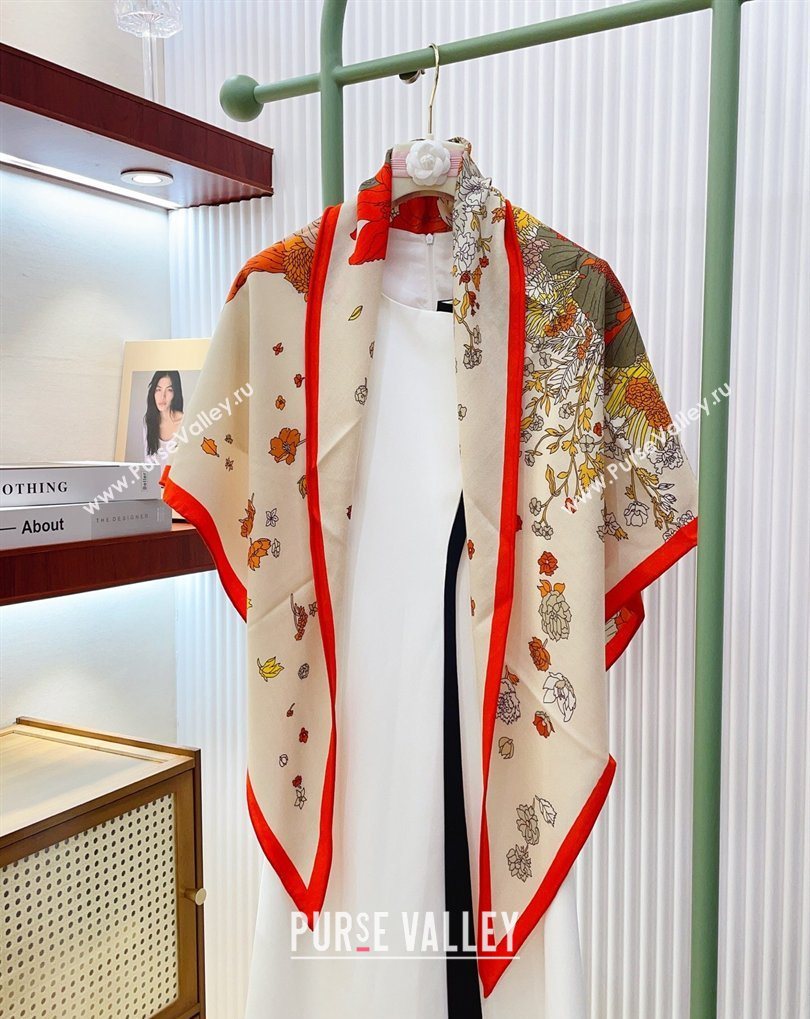 Hermes Robe Legere Triangle Cashmere and Silk Scarf 90cm 94x188cm Orange 2026 (SHI-260319135)