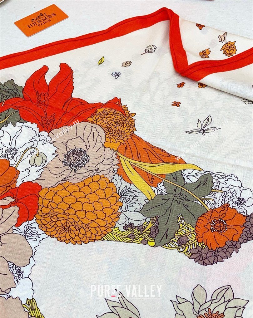Hermes Robe Legere Triangle Cashmere and Silk Scarf 90cm 94x188cm Orange 2026 (SHI-260319135)