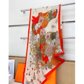 Hermes Robe Legere Triangle Cashmere and Silk Scarf 90cm 94x188cm Orange 2026 (SHI-260319135)