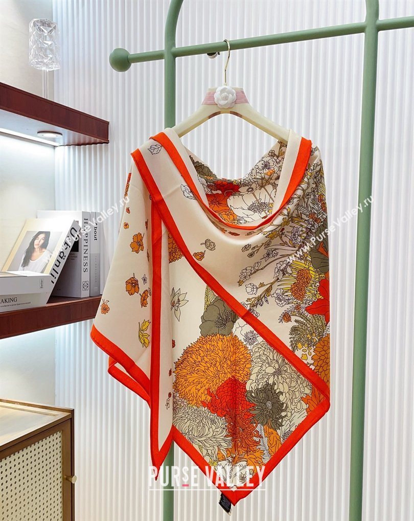 Hermes Robe Legere Triangle Cashmere and Silk Scarf 90cm 94x188cm Orange 2026 (SHI-260319135)