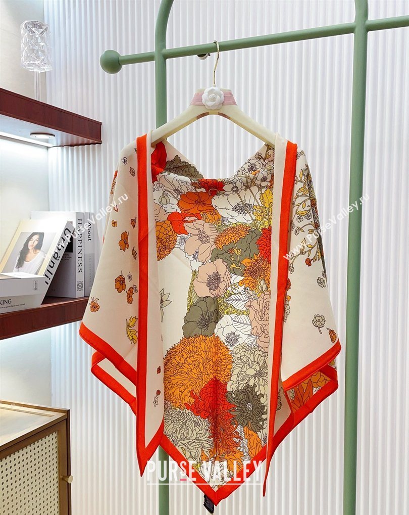 Hermes Robe Legere Triangle Cashmere and Silk Scarf 90cm 94x188cm Orange 2026 (SHI-260319135)