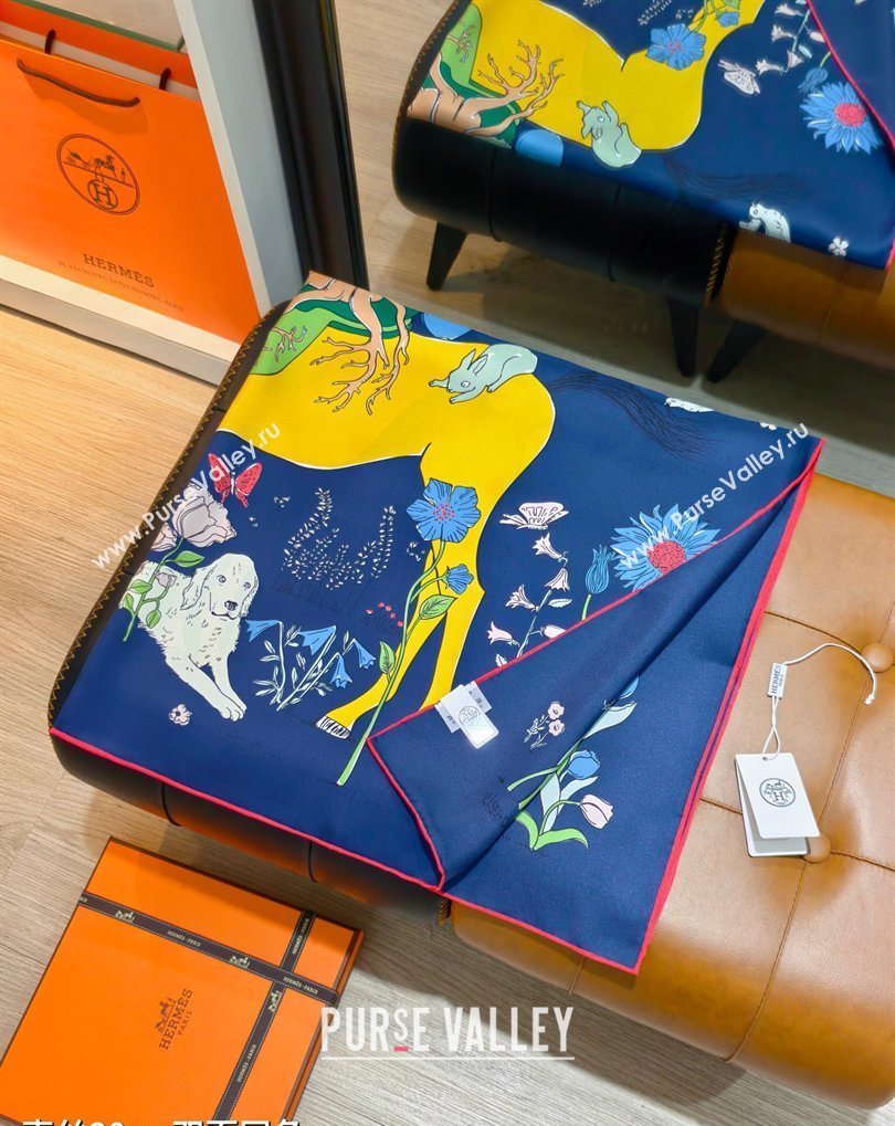 Hermes Carre Le Pommier Sellier Silk Square Scarf 90x90cm White 2026 (SHI-260319122)