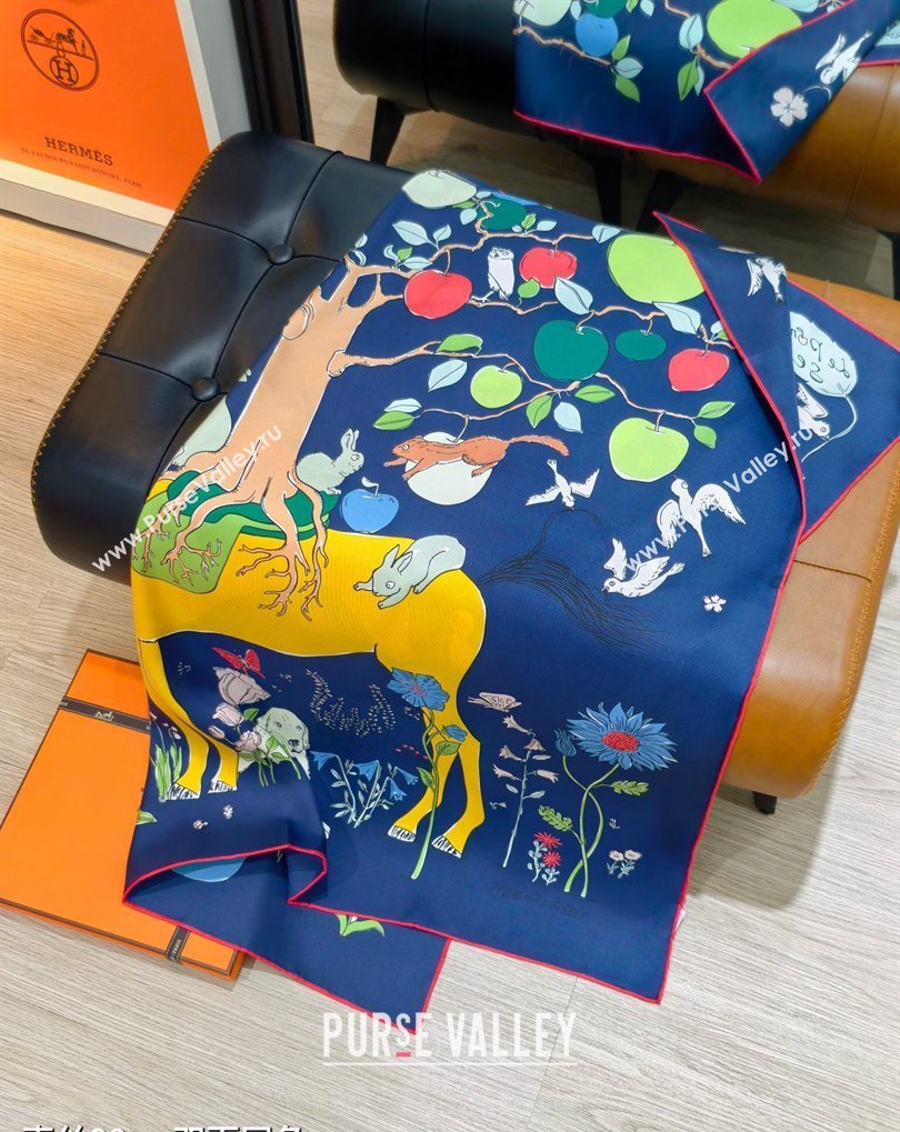 Hermes Carre Le Pommier Sellier Silk Square Scarf 90x90cm White 2026 (SHI-260319122)