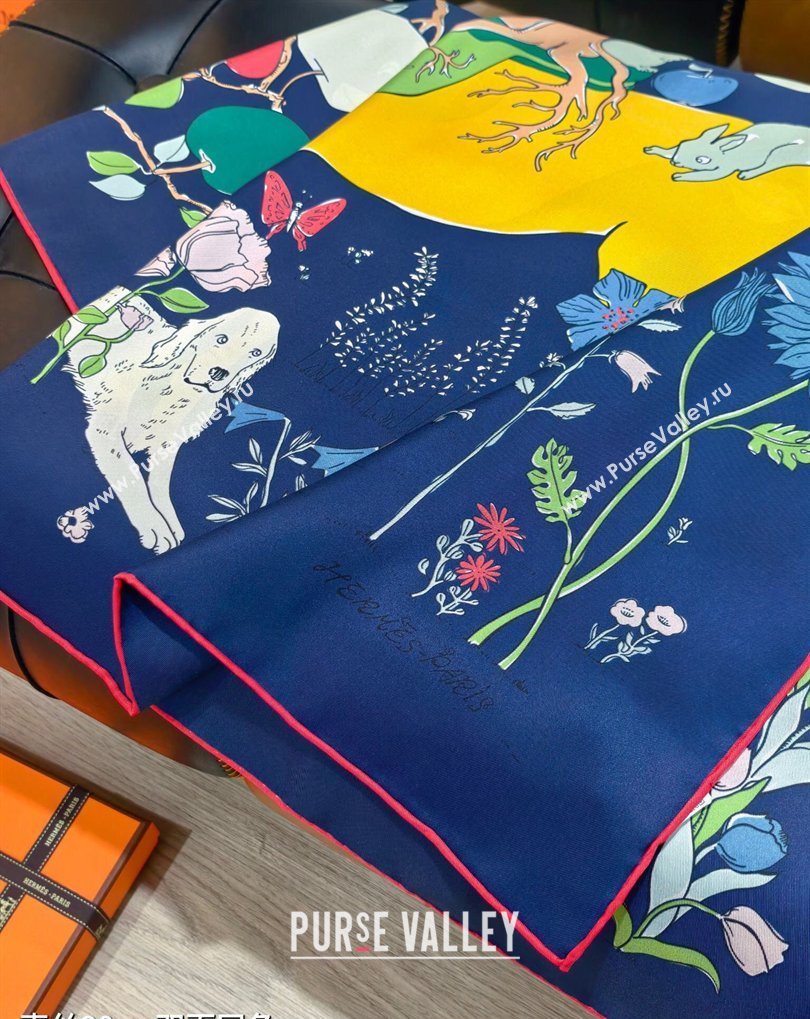 Hermes Carre Le Pommier Sellier Silk Square Scarf 90x90cm White 2026 (SHI-260319122)