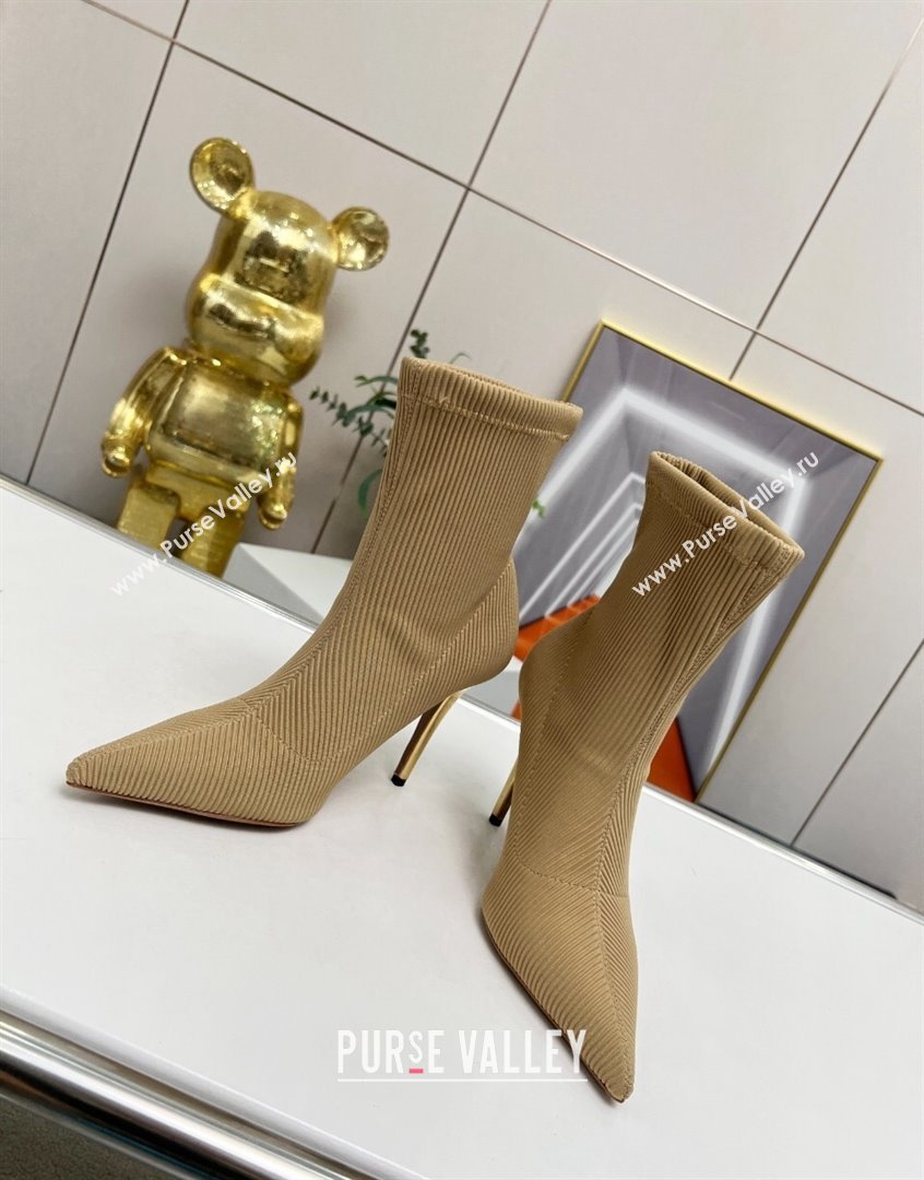 Aquazzura Knit Ankle Boots 9.5cm with Logo Charm Beige 2023 AQ09043 (MD-230904067)