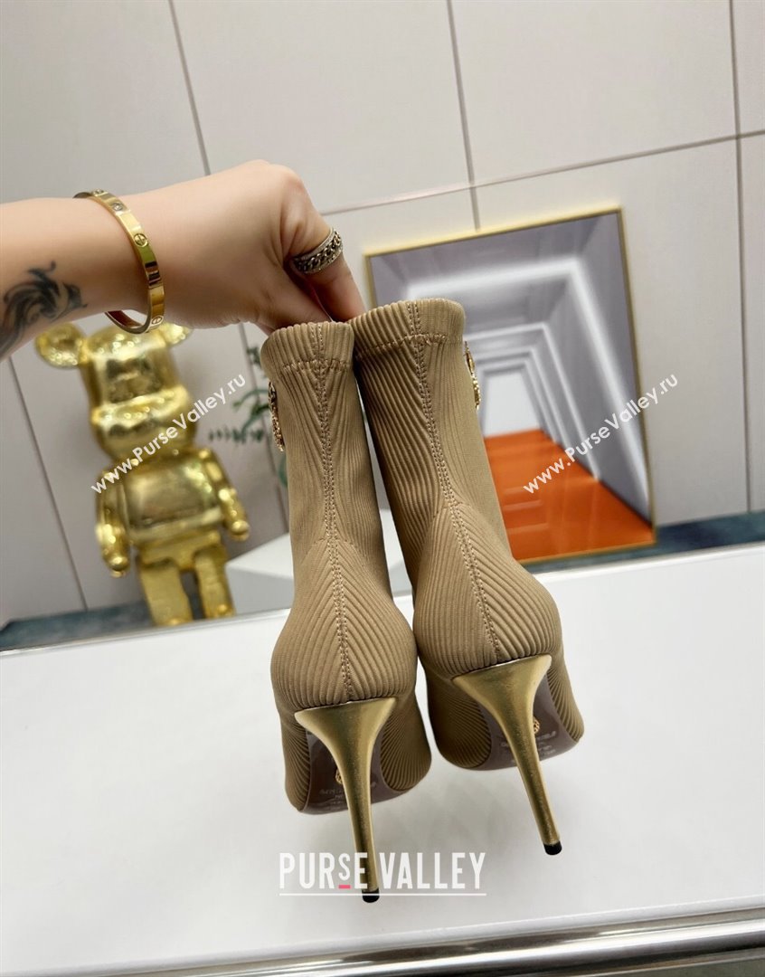 Aquazzura Knit Ankle Boots 9.5cm with Logo Charm Beige 2023 AQ09043 (MD-230904067)