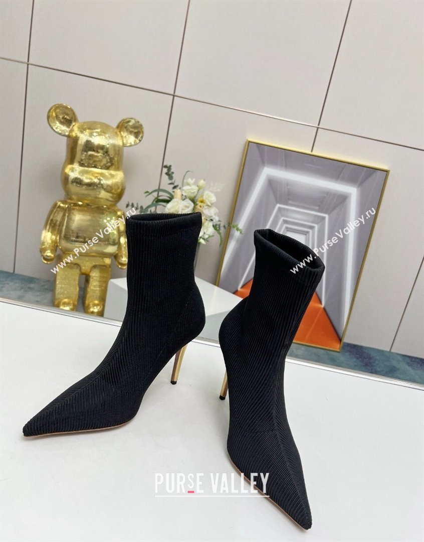 Aquazzura Knit Ankle Boots 9.5cm with Logo Charm Black 2023 AQ09043 (MD-230904068)