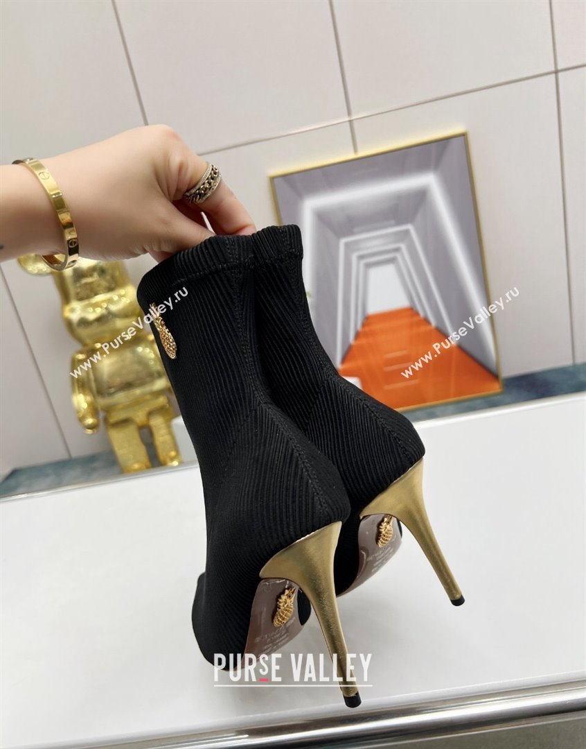 Aquazzura Knit Ankle Boots 9.5cm with Logo Charm Black 2023 AQ09043 (MD-230904068)