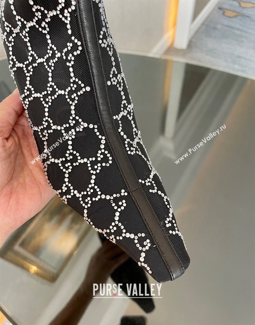 Gucci Crystal GG Mesh Mid-Heel Ankle Boots 7.5cm Black 2023 750228 (MD-230904072)