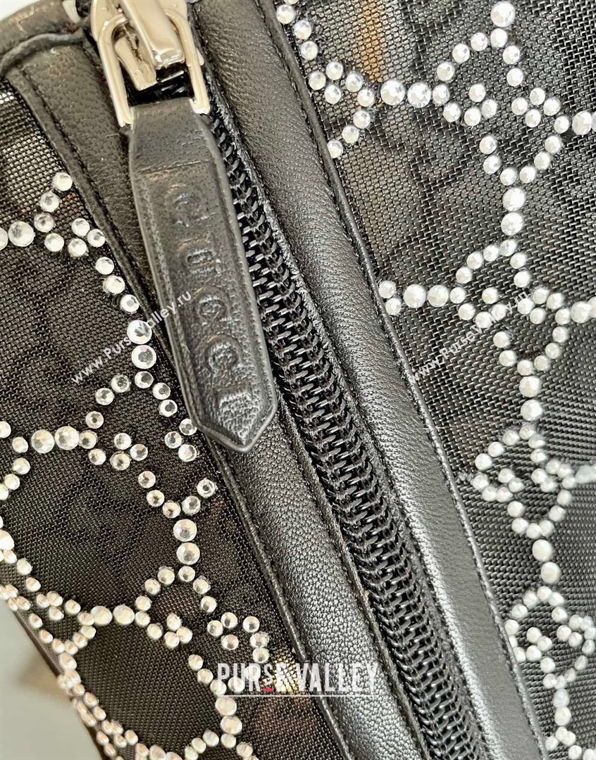 Gucci Crystal GG Mesh Mid-Heel Ankle Boots 7.5cm Black 2023 750228 (MD-230904072)