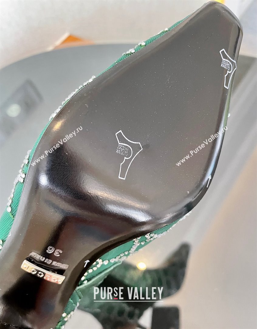 Gucci Crystal GG Mesh Mid-Heel Ankle Boots 7.5cm Green 2023 750228 (MD-230904074)