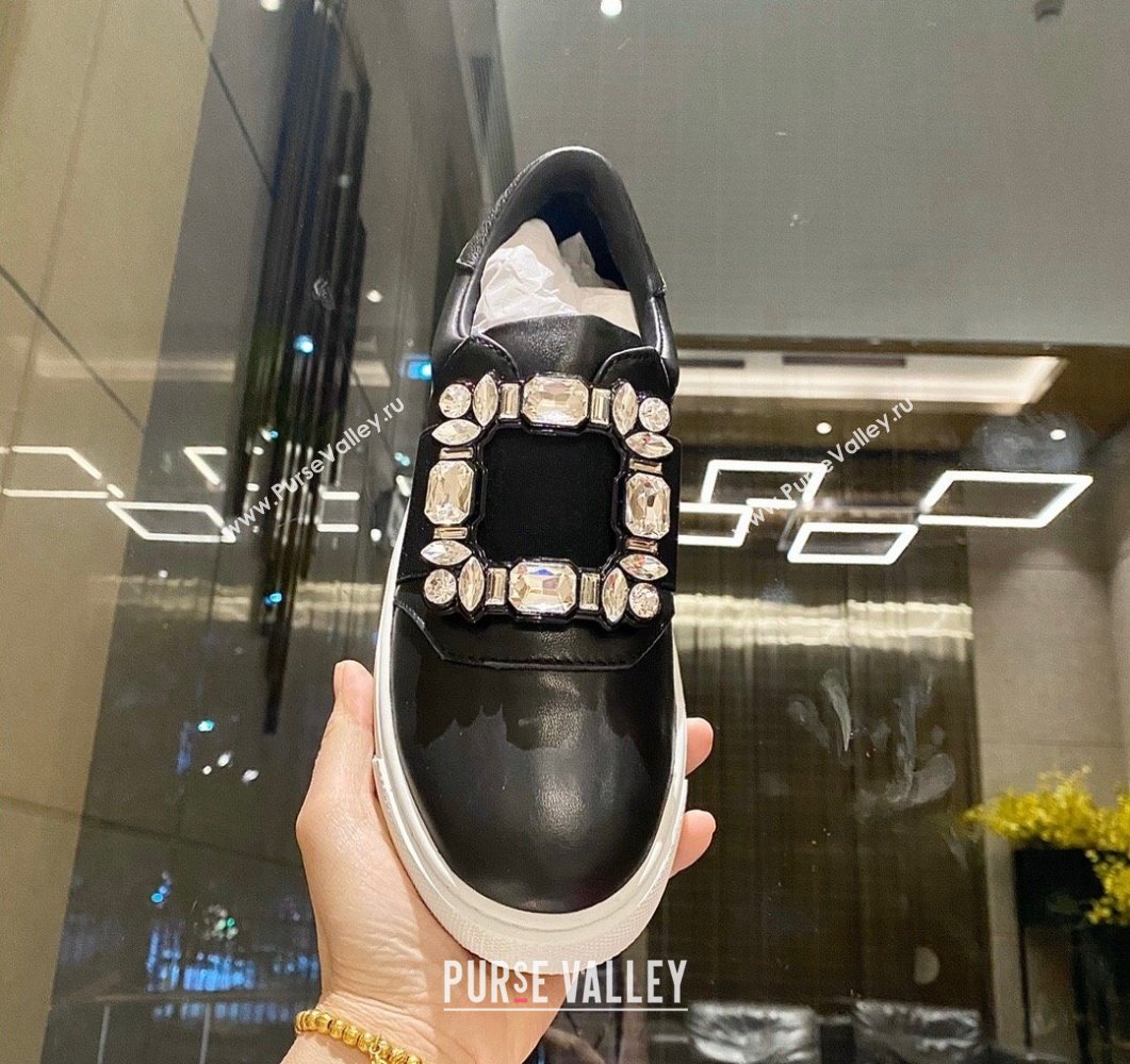 Roger Vivier Very Vivier Strass Buckle Sneakers in Leather Black 2023 RV09041 (MD-230904078)