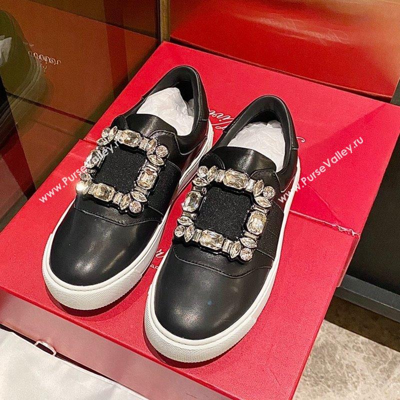 Roger Vivier Very Vivier Strass Buckle Sneakers in Leather Black 2023 RV09041 (MD-230904078)