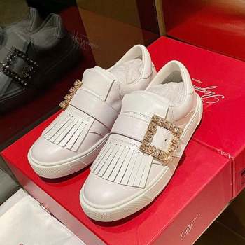 Roger Vivier Tassel Strass Buckle Sneakers in Leather White 2 2023 RV09042 (MD-230904086)