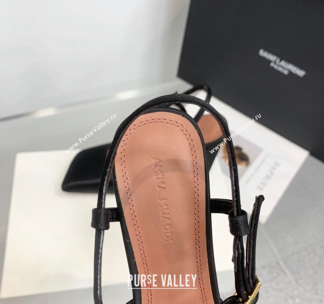 Amina Muaddi Charlotte Pumps 9.5cm in Silk Black 2024 (KER-240104160)