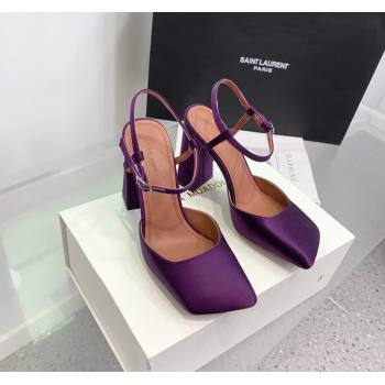 Amina Muaddi Charlotte Pumps 9.5cm in Silk Purple 2024 (KER-240104166)