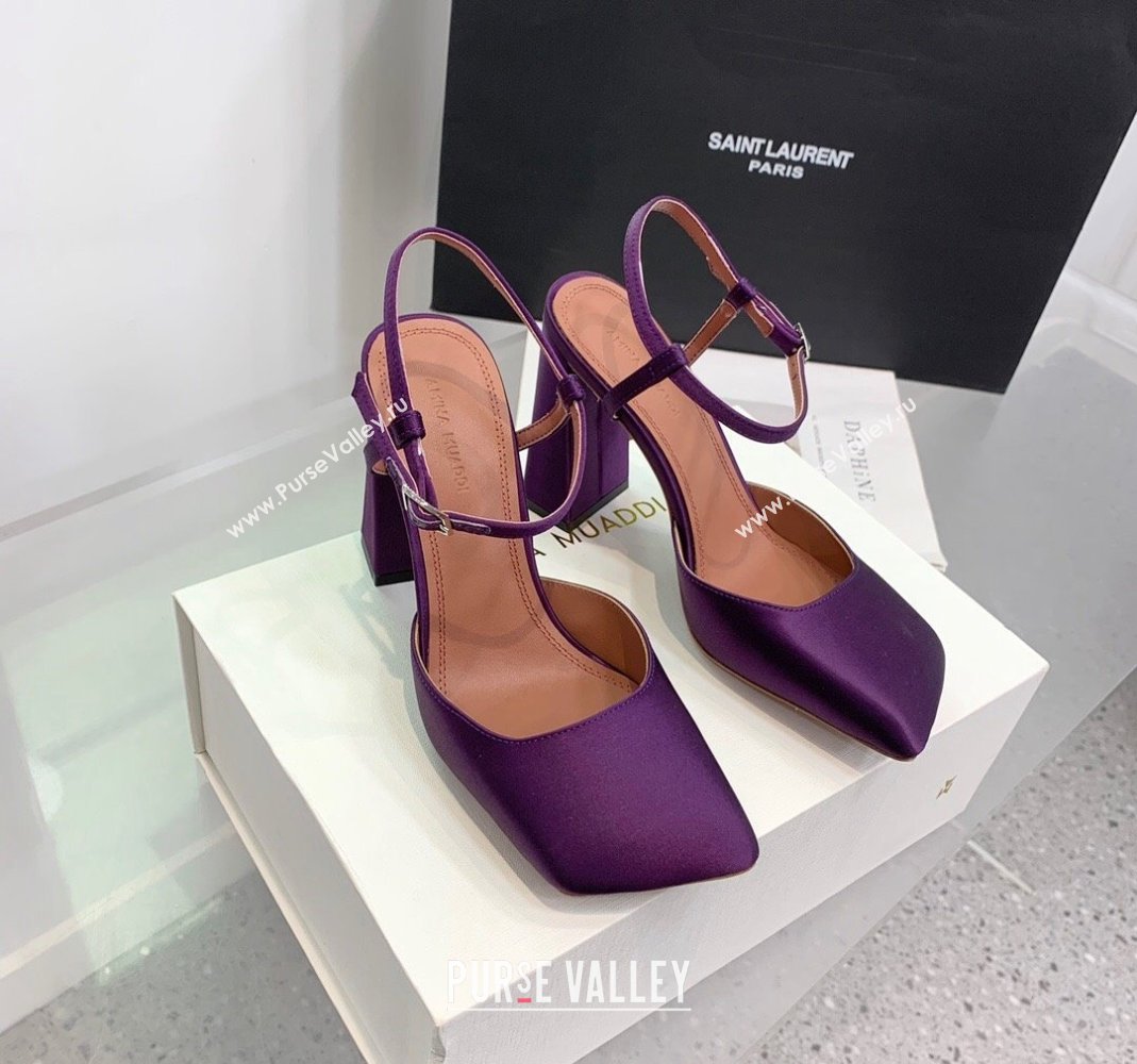 Amina Muaddi Charlotte Pumps 9.5cm in Silk Purple 2024 (KER-240104166)