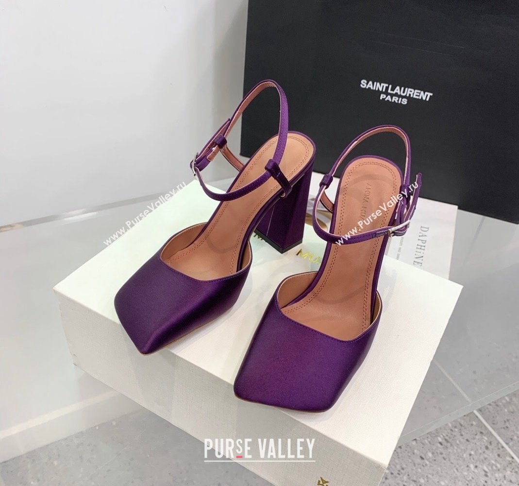 Amina Muaddi Charlotte Pumps 9.5cm in Silk Purple 2024 (KER-240104166)