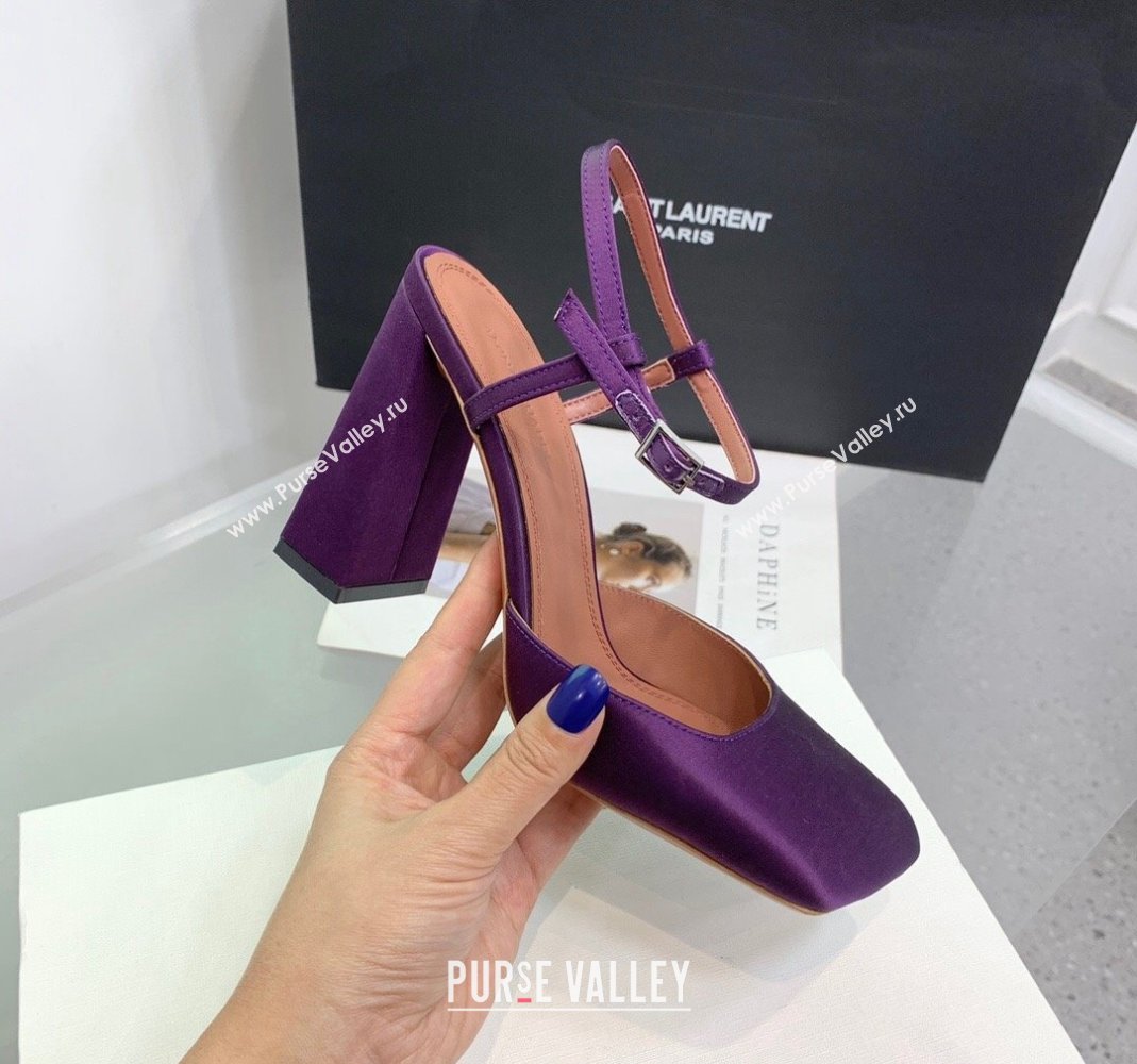 Amina Muaddi Charlotte Pumps 9.5cm in Silk Purple 2024 (KER-240104166)
