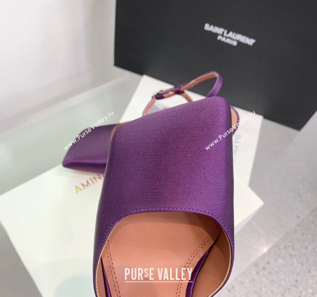 Amina Muaddi Charlotte Pumps 9.5cm in Silk Purple 2024 (KER-240104166)