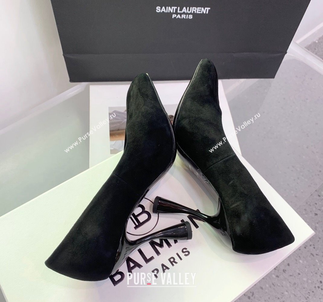 Balmain Square Pumps 10cm in Suede Black 2 2024 0105 (KER-240105007)