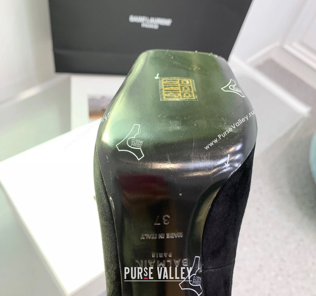 Balmain Square Pumps 10cm in Suede Black 2 2024 0105 (KER-240105007)