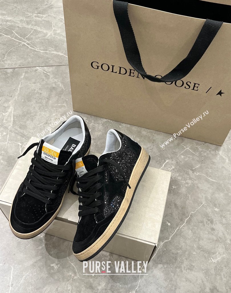 Golden Goose Ball Star sneaker in black glitter with black star 2024 (13-240105018)