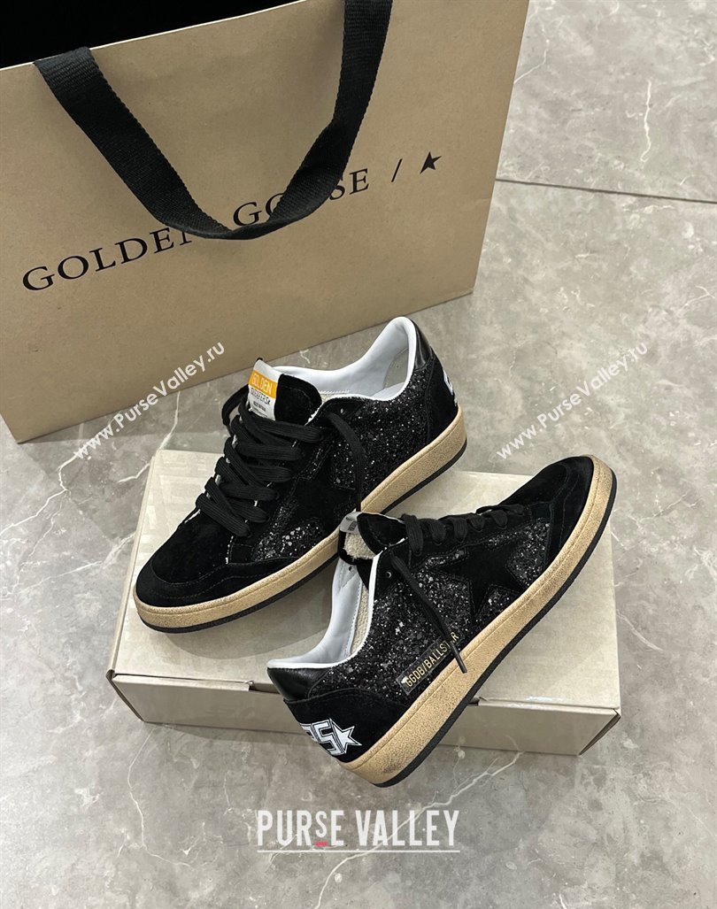 Golden Goose Ball Star sneaker in black glitter with black star 2024 (13-240105018)