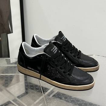 Golden Goose Ball Star in black nappa leather with black glitter star and suede heel tab 2024 (13-240105017)