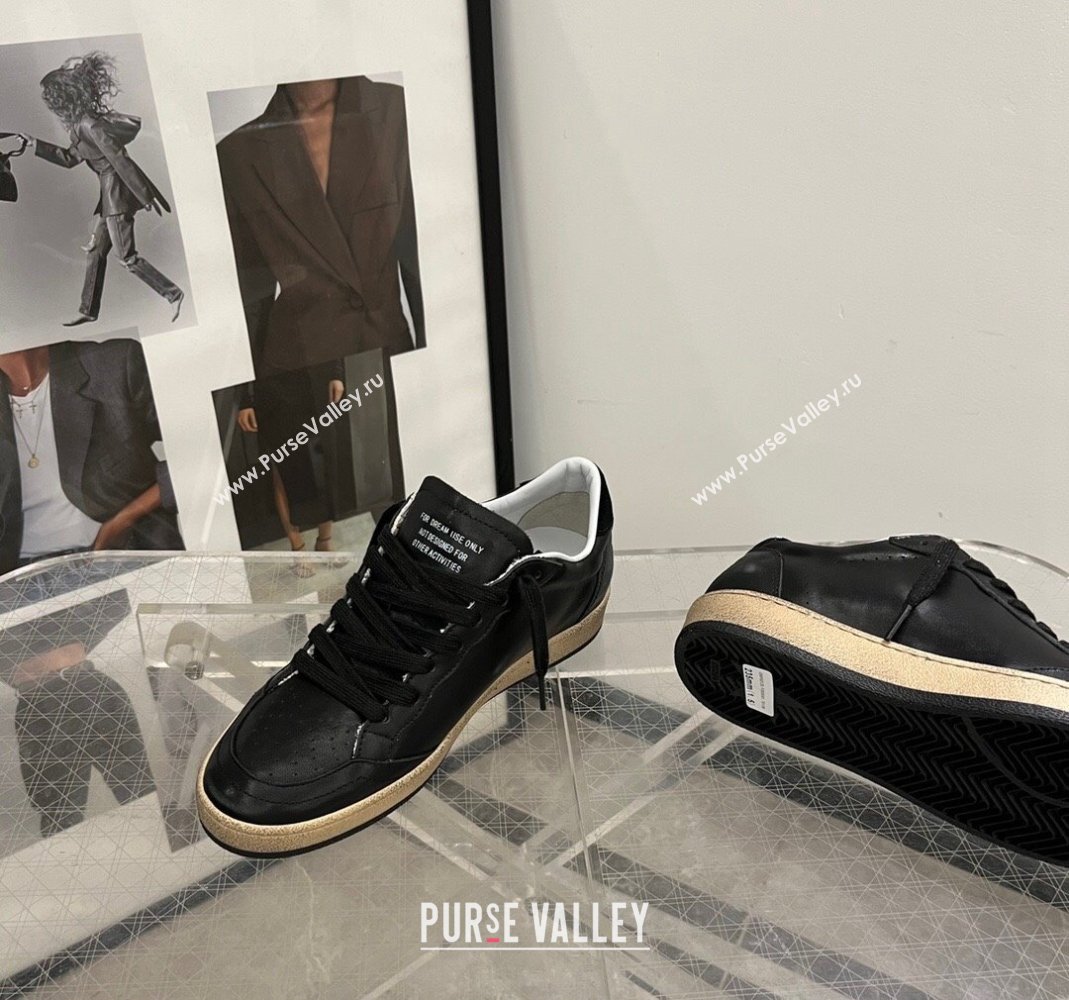 Golden Goose Ball Star in black nappa leather with black glitter star and suede heel tab 2024 (13-240105017)
