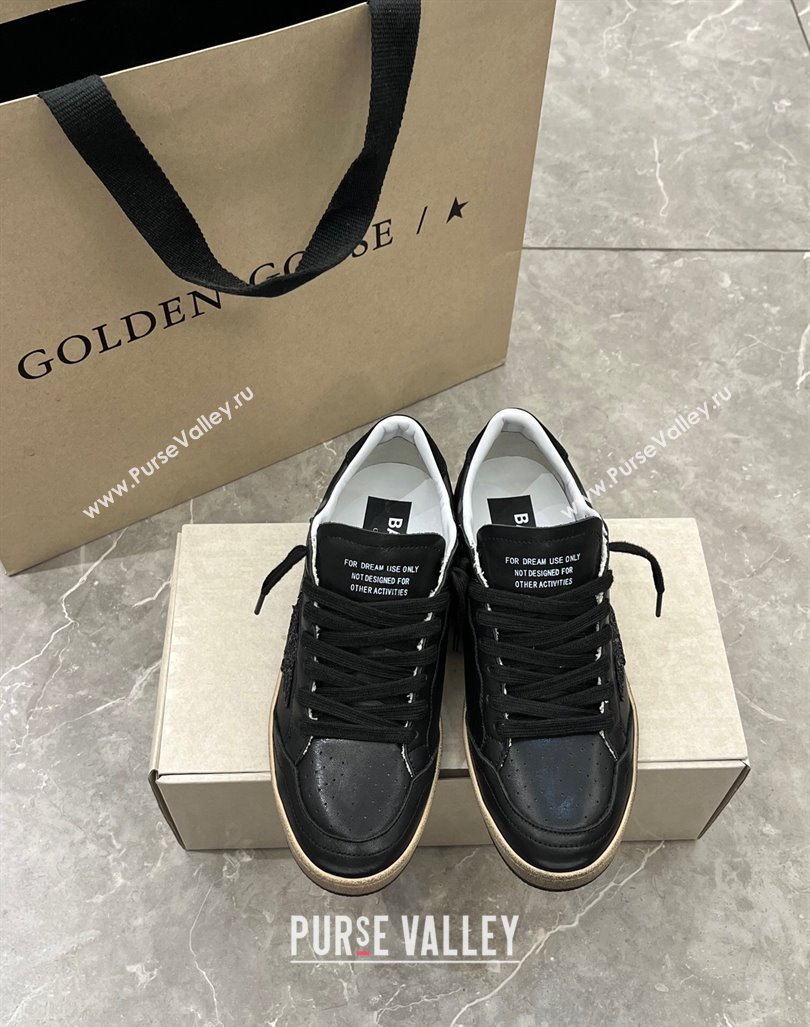 Golden Goose Ball Star in black nappa leather with black glitter star and suede heel tab 2024 (13-240105017)