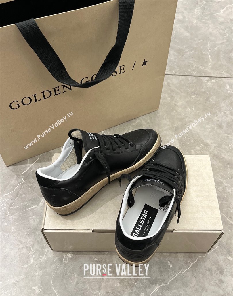 Golden Goose Ball Star in black nappa leather with black glitter star and suede heel tab 2024 (13-240105017)
