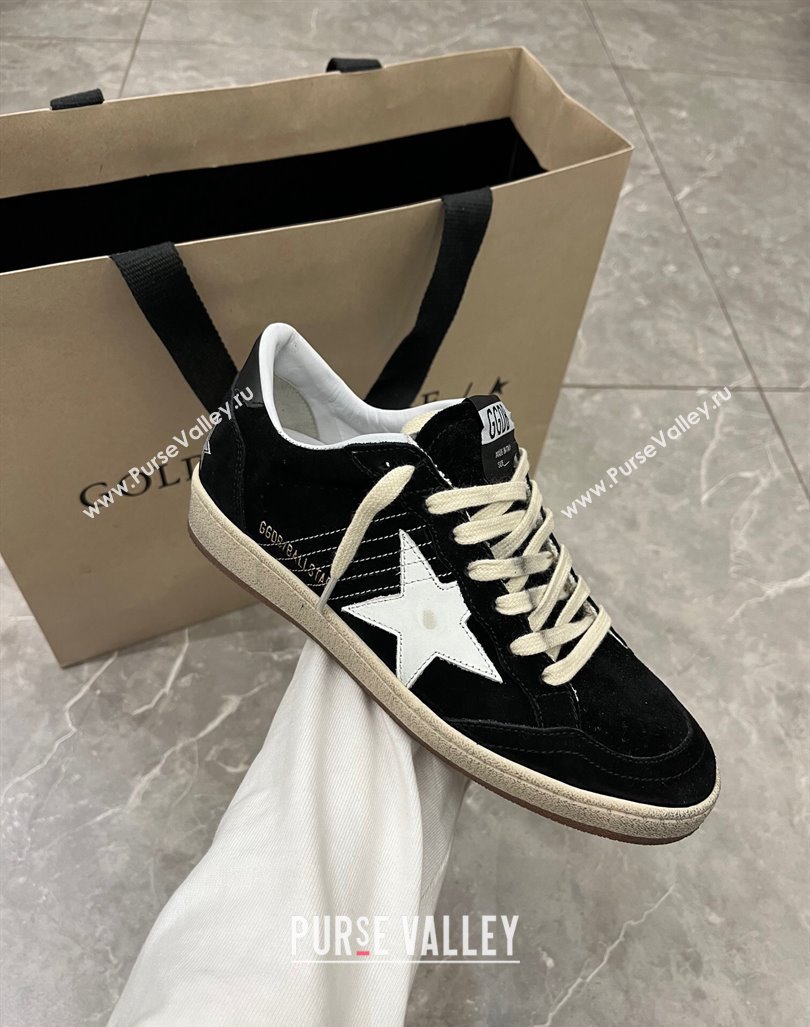 Golden Goose Womens Ball Star in black suede with white leather star 2024 (13-240105016)