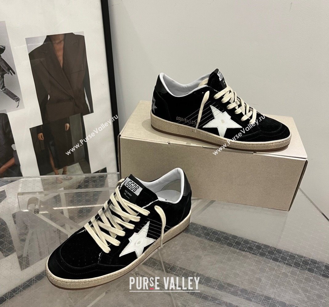 Golden Goose Womens Ball Star in black suede with white leather star 2024 (13-240105016)