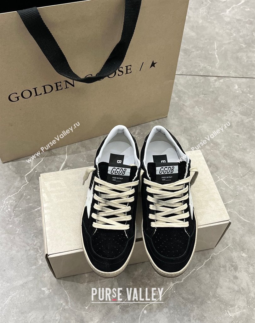 Golden Goose Womens Ball Star in black suede with white leather star 2024 (13-240105016)