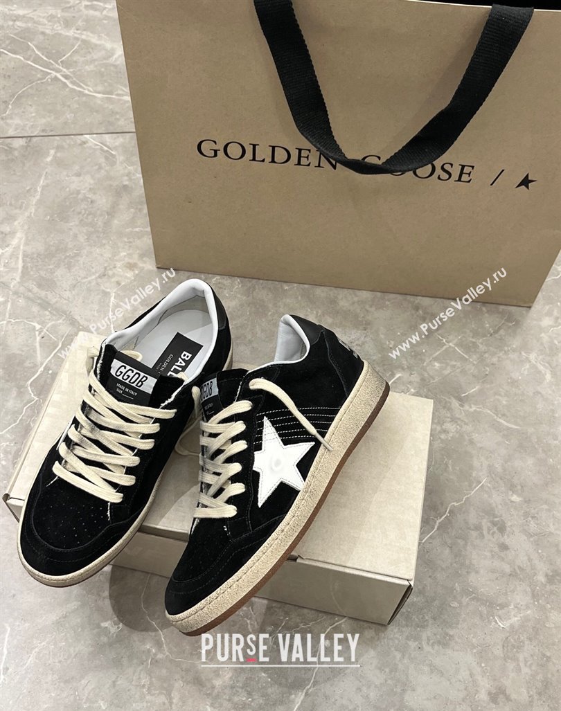 Golden Goose Womens Ball Star in black suede with white leather star 2024 (13-240105016)